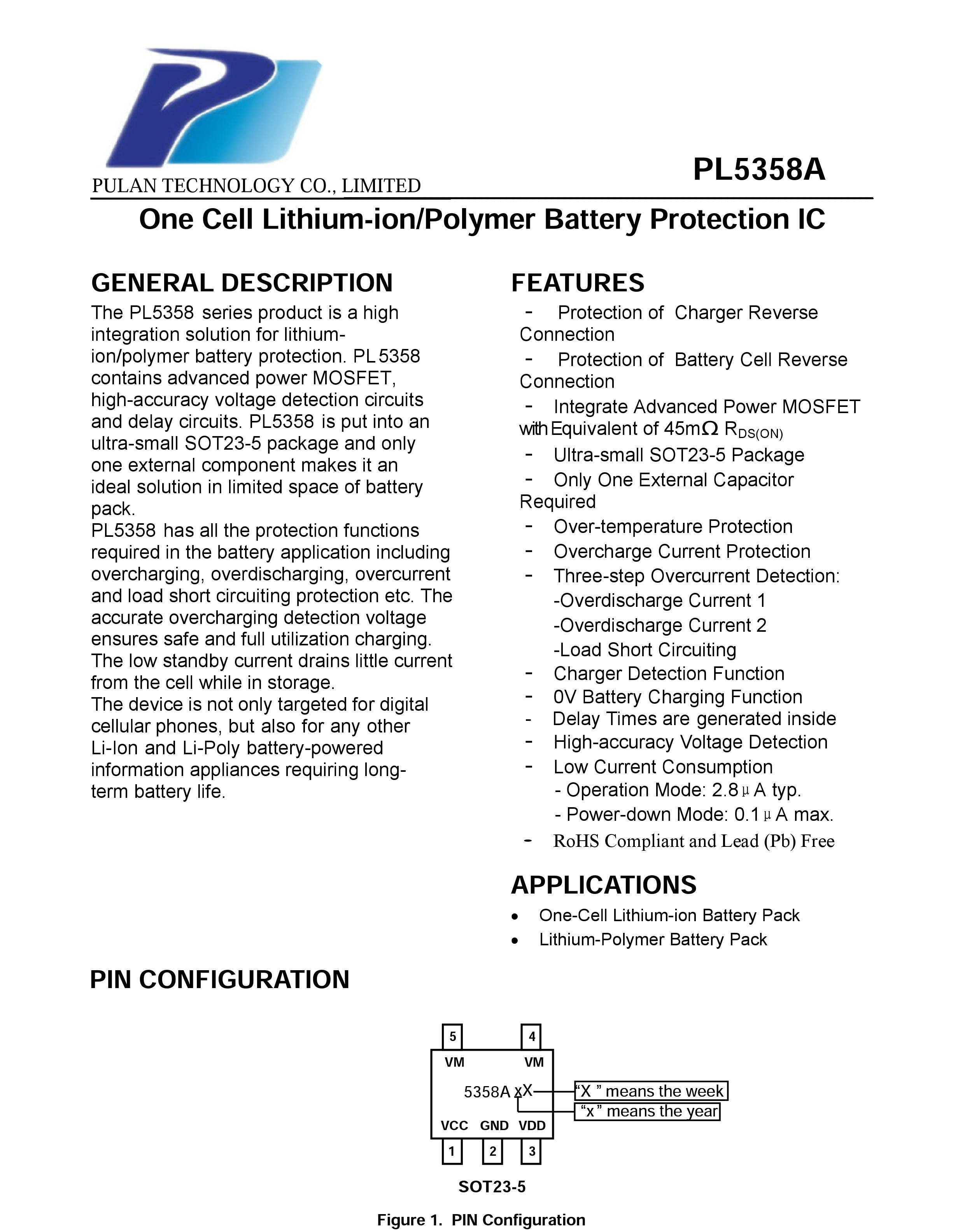 PL5358A單芯片鋰電池保護IC，外圍僅一個電容