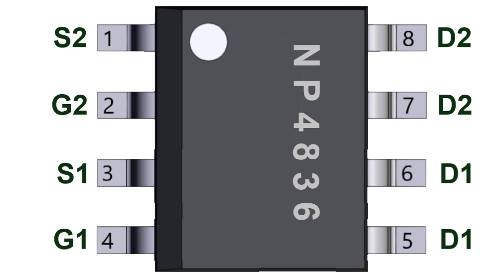SOP8 3D NP4836高VGS耐壓,獨立雙N溝道MOS