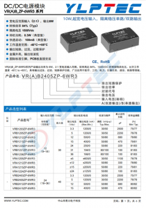 VRB2405ZP-6WR3  10W,超寬電壓輸入，隔離穩壓單路/雙路輸出