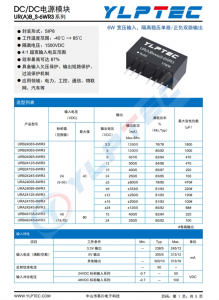 URA2424S-6WR3  寬壓輸入，隔離穩壓單路/正負雙路輸出