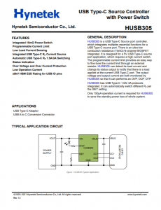 HUSB305  USB Type-C 源控制器 帶電源開關