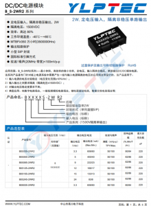 B2424S-2WR2  2W,定電壓輸入，隔離非穩壓單路輸出